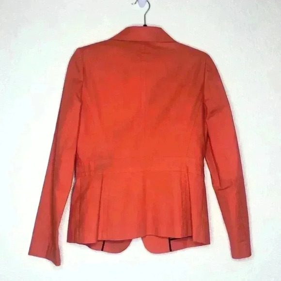 Lafayette 148 Orange Blazer Size 4 Coral Button Up - Picture 2 of 9